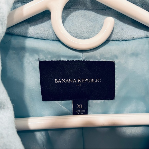 Banana Republic baby blue wool moto-style coat w/ zipper detail XL - Picture 3 of 12